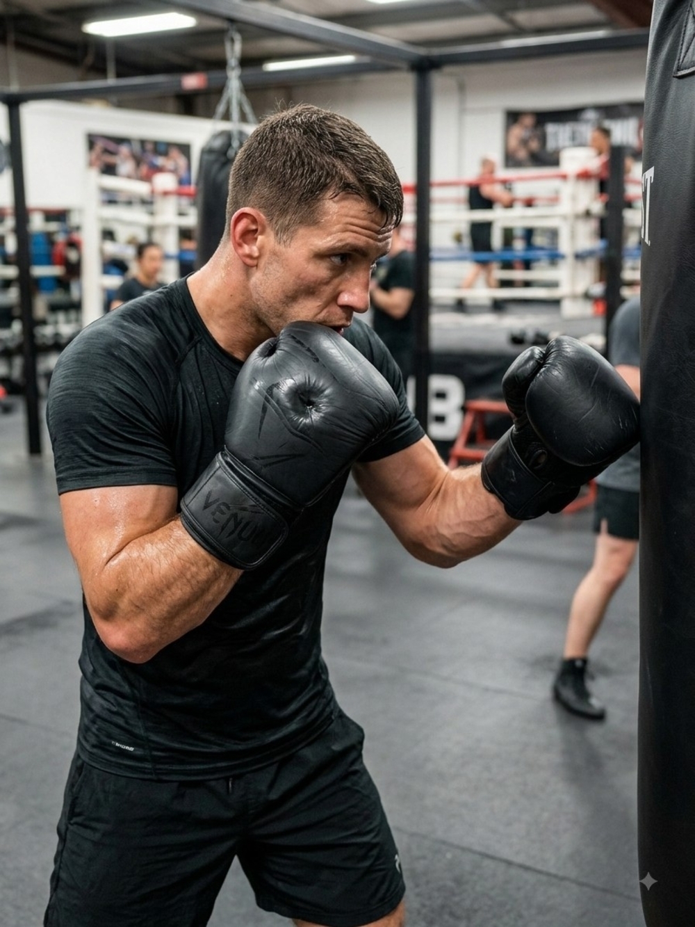 Pair Venum Challenger 3.0 Boxing Gloves Matte black-on-black color variant